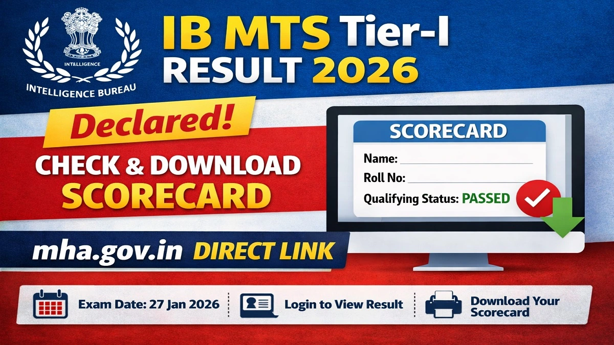 IB MTS Tier 1 Result 2026 released check scorecard at mha.gov.in