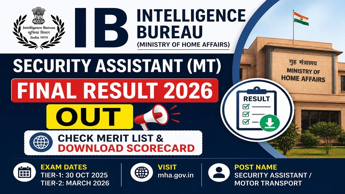 IB Security Assistant MT Final Result 2026 merit list and scorecard download