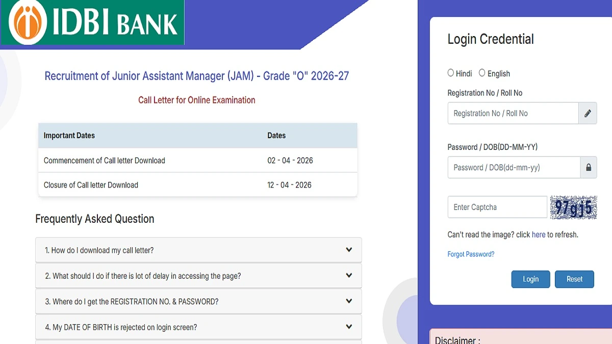 IDBI Junior Assistant Manager Admit Card 2026 Download