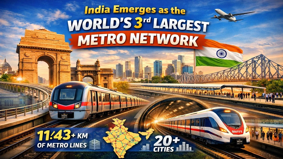 India becomes the world third largest metro network with over 1143 km metro lines across 20 cities