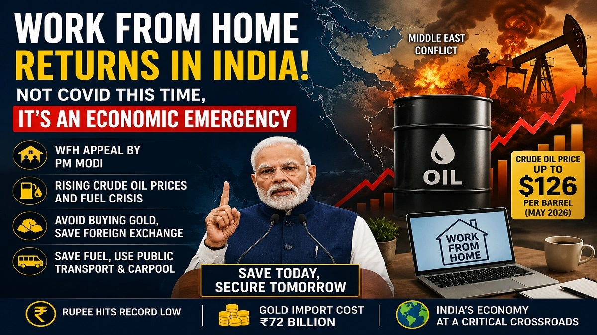 पीएम मोदी की WFH अपील के बीच भारत में तेल संकट और बढ़ती महंगाई का प्रतीकात्मक दृश्य