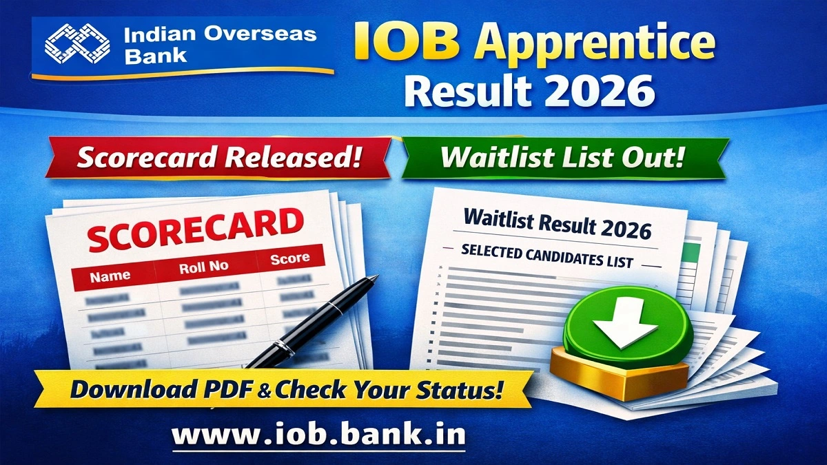 Indian Overseas Bank IOB Apprentice Result 2026 waitlist selection list and scorecard download notification