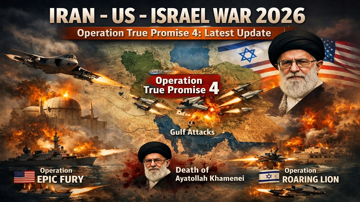 Iran US Israel War 2026 map showing Operation True Promise 4, Operation Epic Fury and Operation Roaring Lion military strikes