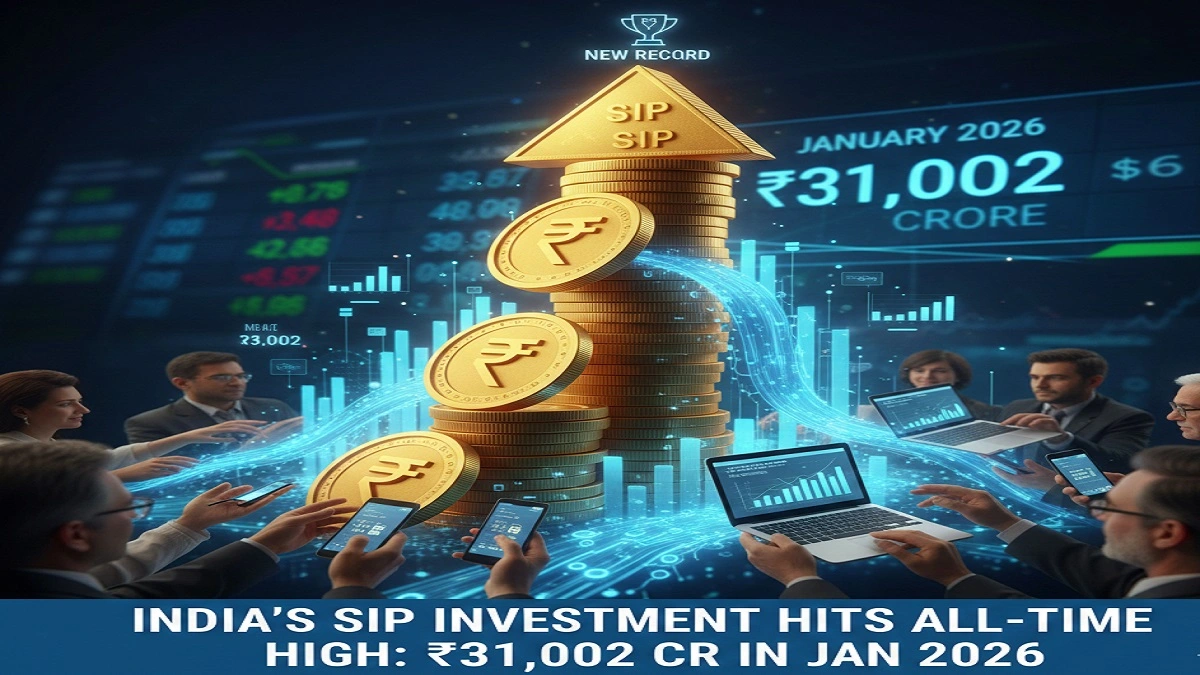 जनवरी 2026 में म्यूचुअल फंड SIP निवेश का रिकॉर्ड इनफ्लो दर्शाता ग्राफ