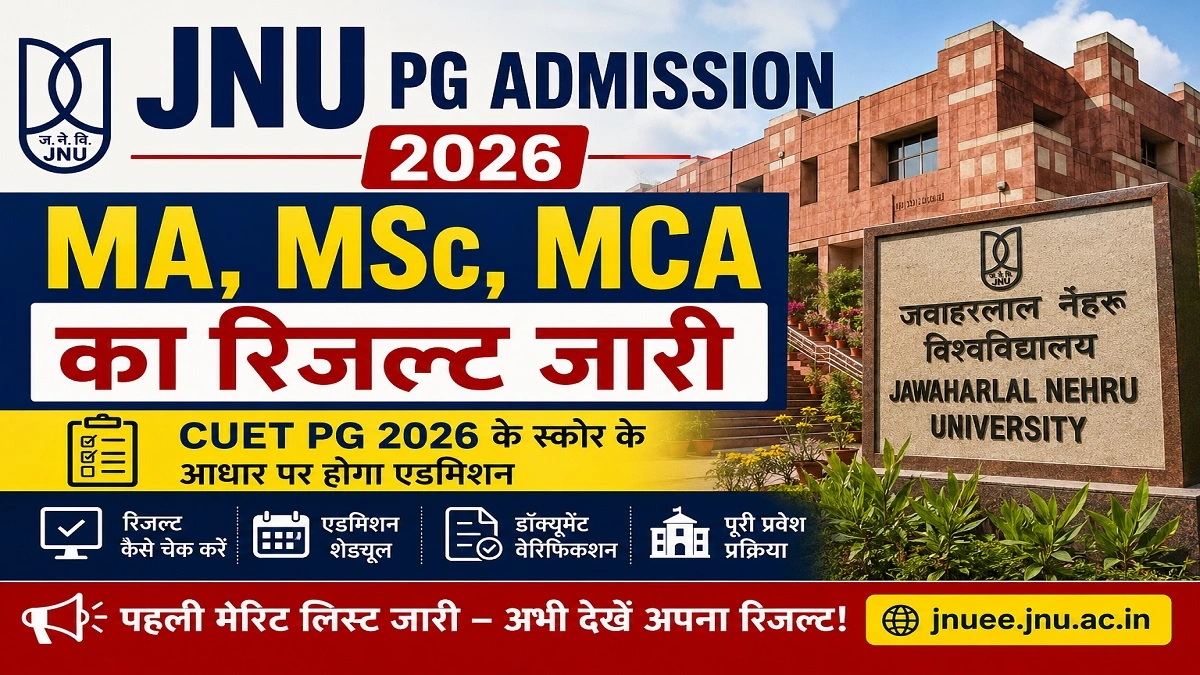 JNU PG Admission 2026 MA MSc MCA Result Merit List Released Through CUET PG