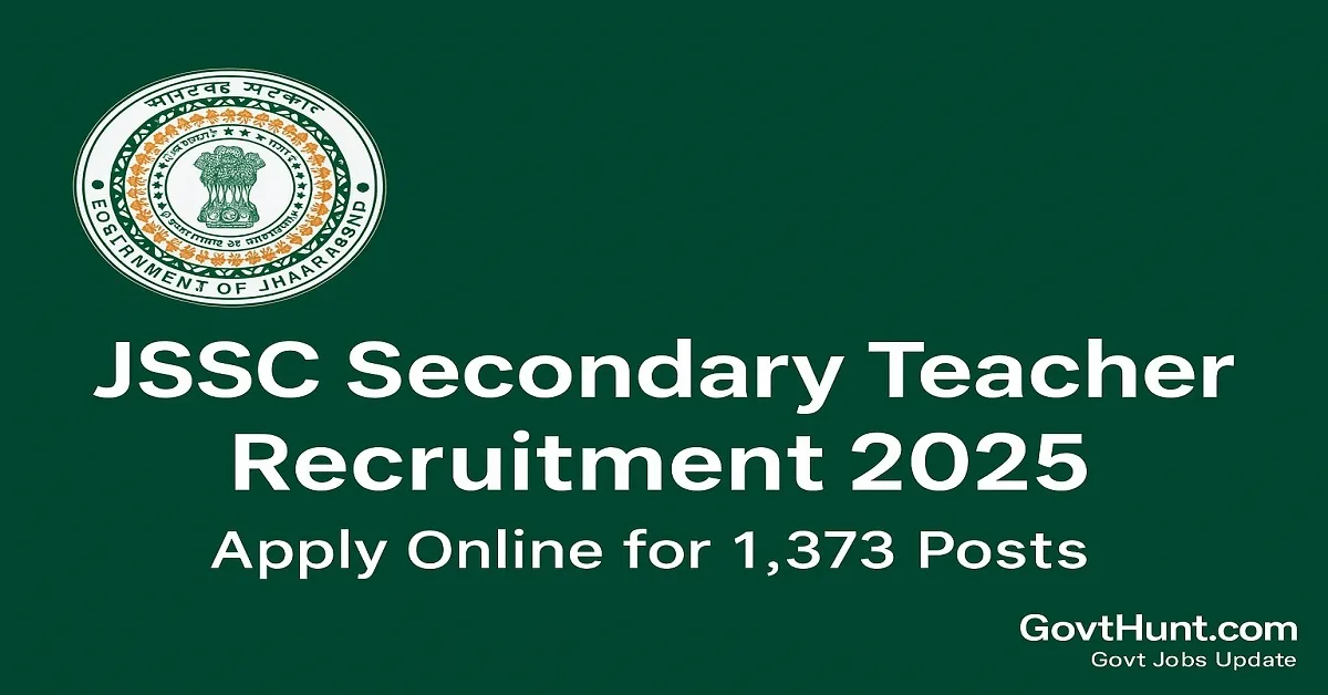 JSSC Secondary Teacher Recruitment 2025 – Apply Online for 1,373 Posts