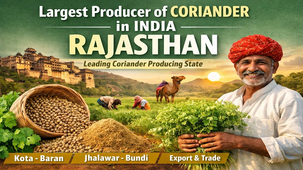 Rajasthan largest producer of coriander in India with coriander farming fields