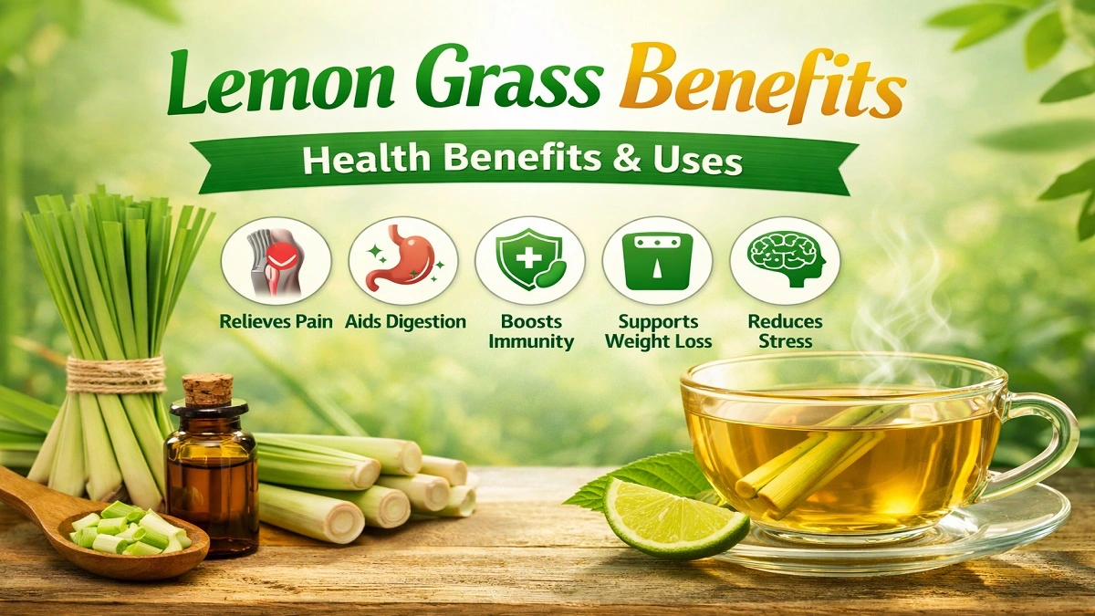 Fresh Lemon Grass Leaves and Lemon Grass Tea Health Benefits in Hindi