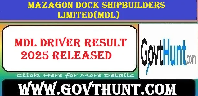 MDL Driver Result 2025 Declared – Check and Download at mazagondock.in