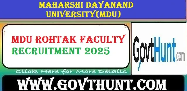 MDU Rohtak Faculty Recruitment 2025 notification for 158 teaching vacancies – Apply online|Apply online for 158 faculty posts at Apply for 158 Faculty Posts at MDU Rohtak Faculty Recruitment 2025 ! Online registration open from 15 May to 5 June 2025. Chec