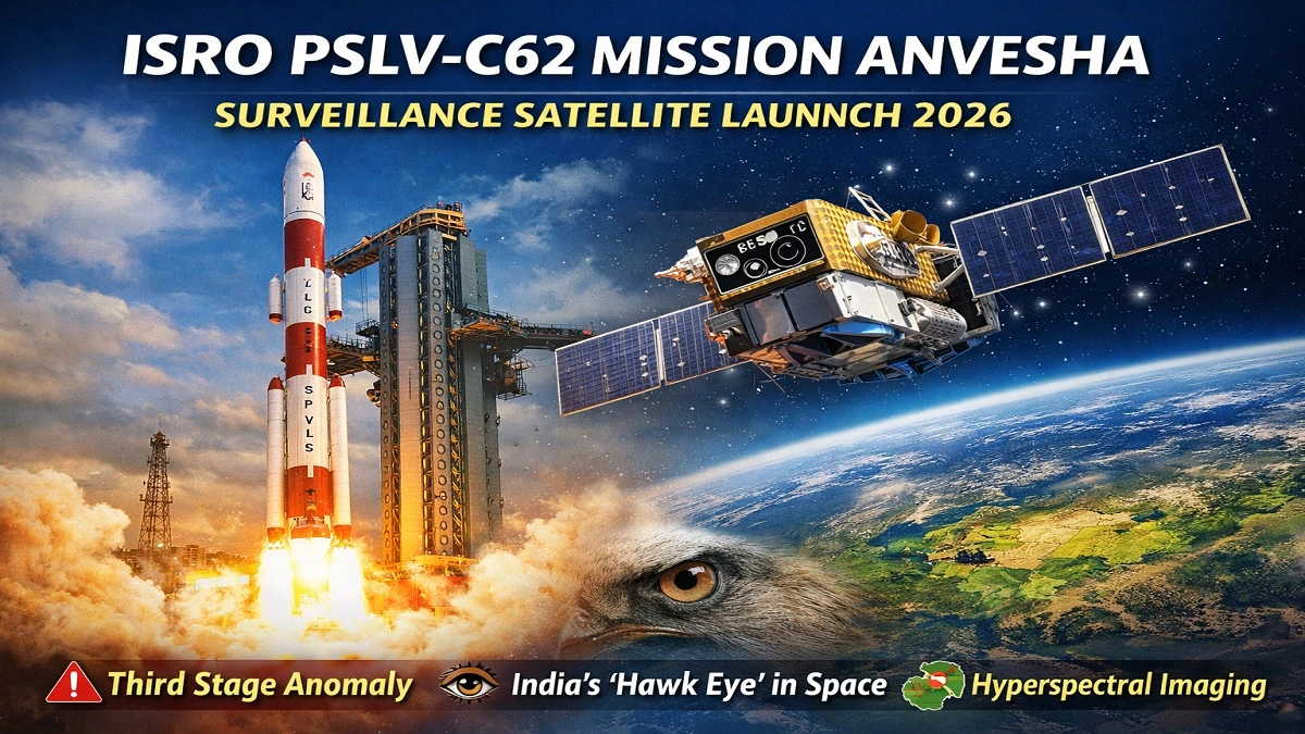 ISRO PSLV-C62 द्वारा मिशन अन्वेषा (EOS-N1) सर्विलांस सैटेलाइट का प्रक्षेपण, तीसरे चरण में तकनीकी असामान्यता