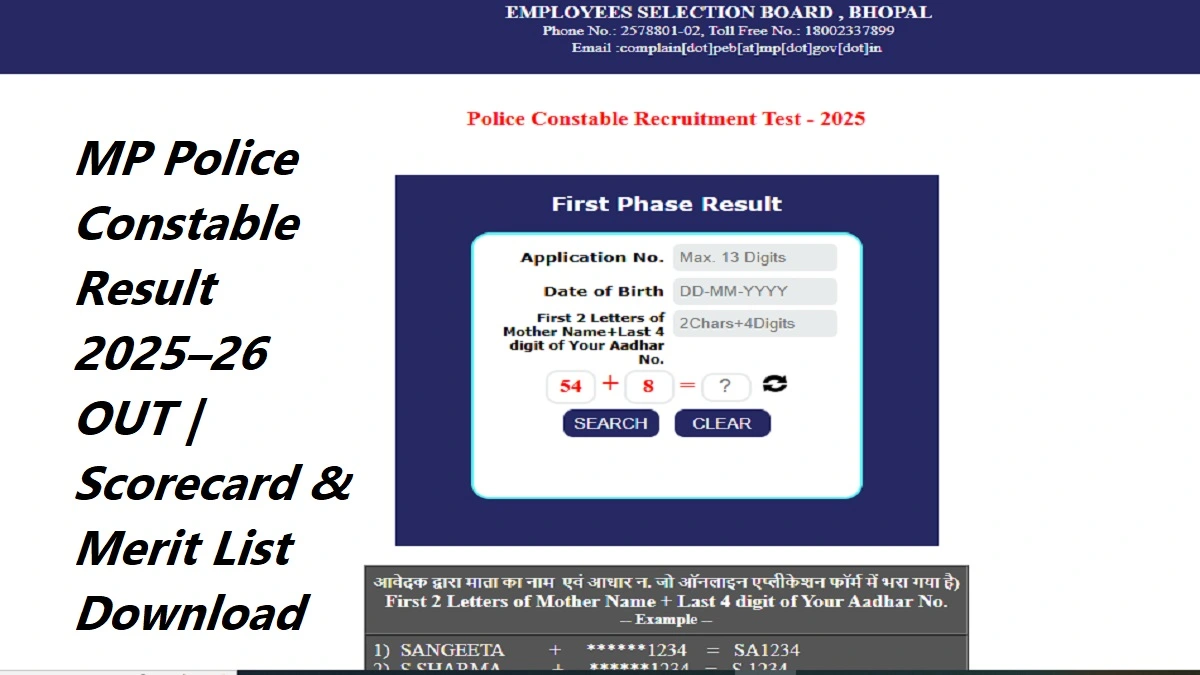 MP Police Constable Result 2025–26 scorecard and merit list download at esb.mp.gov.in