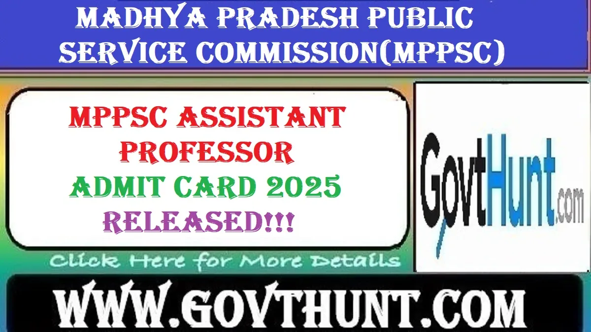 MPPSC Assistant Professor Admit Card 2025 Download on official website