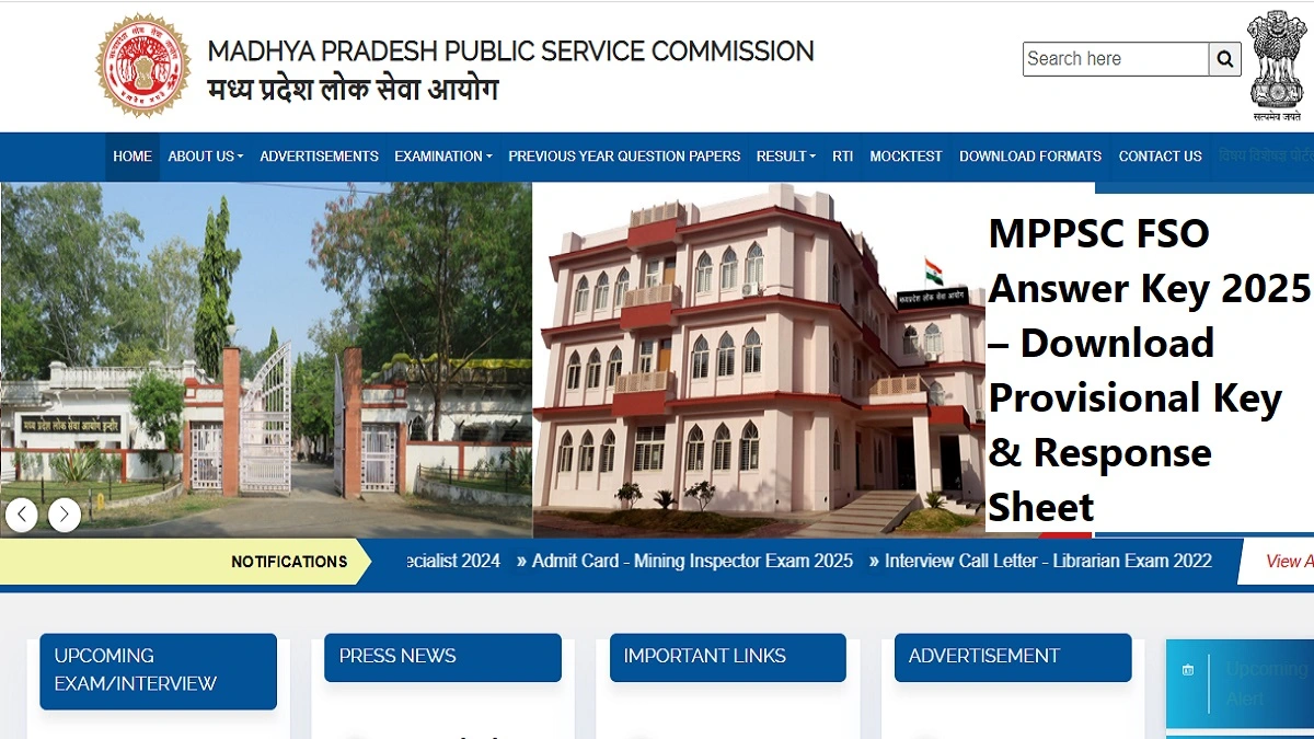 MPPSC FSO Answer Key 2025 – Download Provisional Key & Response Sheet