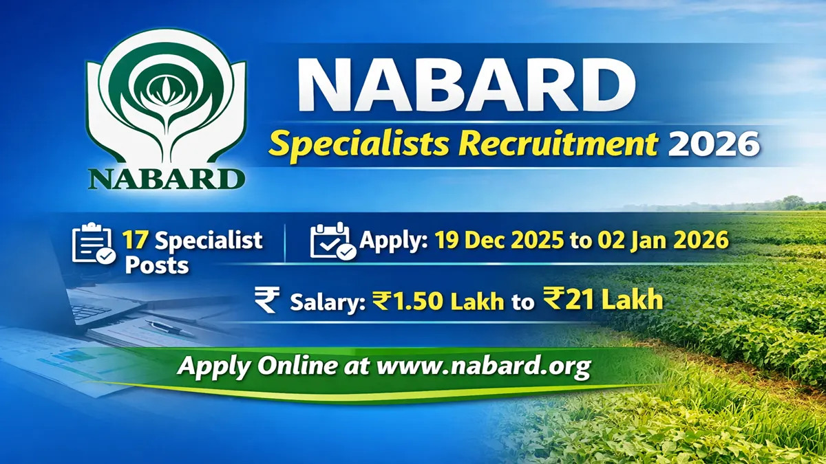 NABARD Specialists Recruitment 2026 Apply Online for 17 Specialist Posts