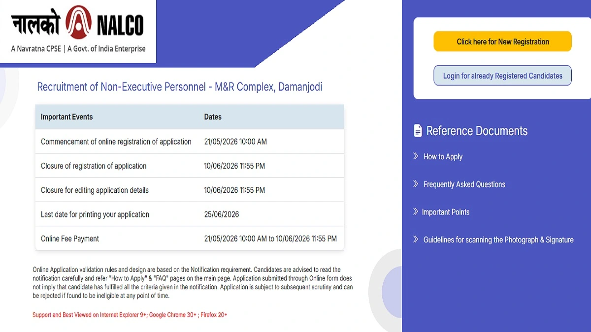 NALCO Non Executive Recruitment 2026 Apply Online for 268 Posts