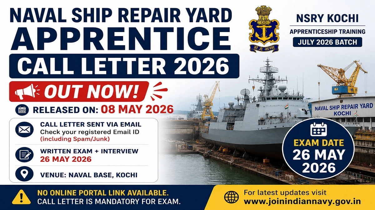 Naval Ship Repair Yard Apprentice Call Letter 2026