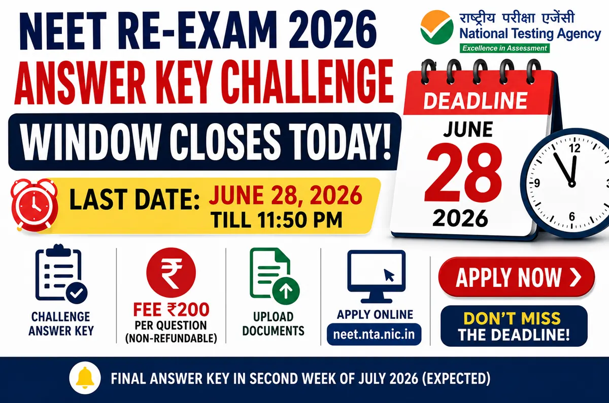 NEET Re-Exam Answer Key Challenge 2026 Last Date Today