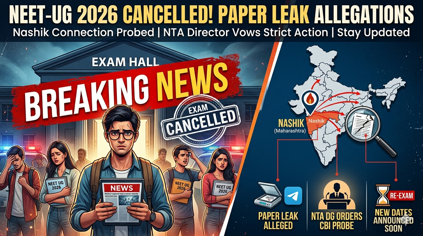 NEET UG 2026 exam cancelled after paper leak allegations and Nashik connection