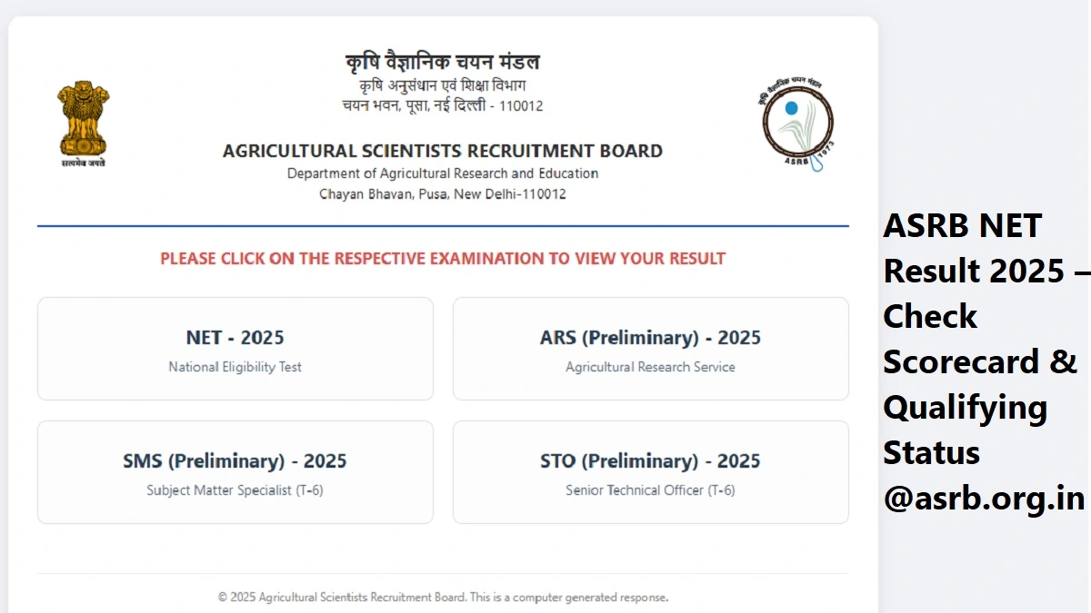 ASRB NET Result 2025 – Scorecard Download and Qualifying Status