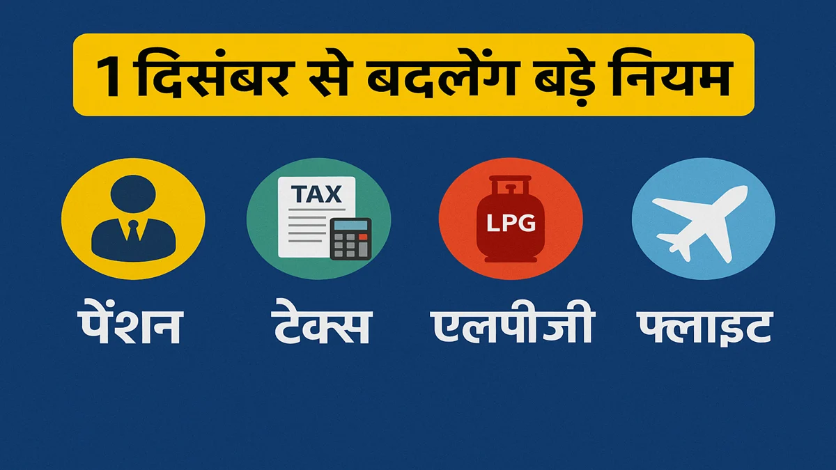 1 दिसंबर से लागू होने वाले नए नियमों की जानकारी – पेंशन, टैक्स, LPG और फ्लाइट अपडेट