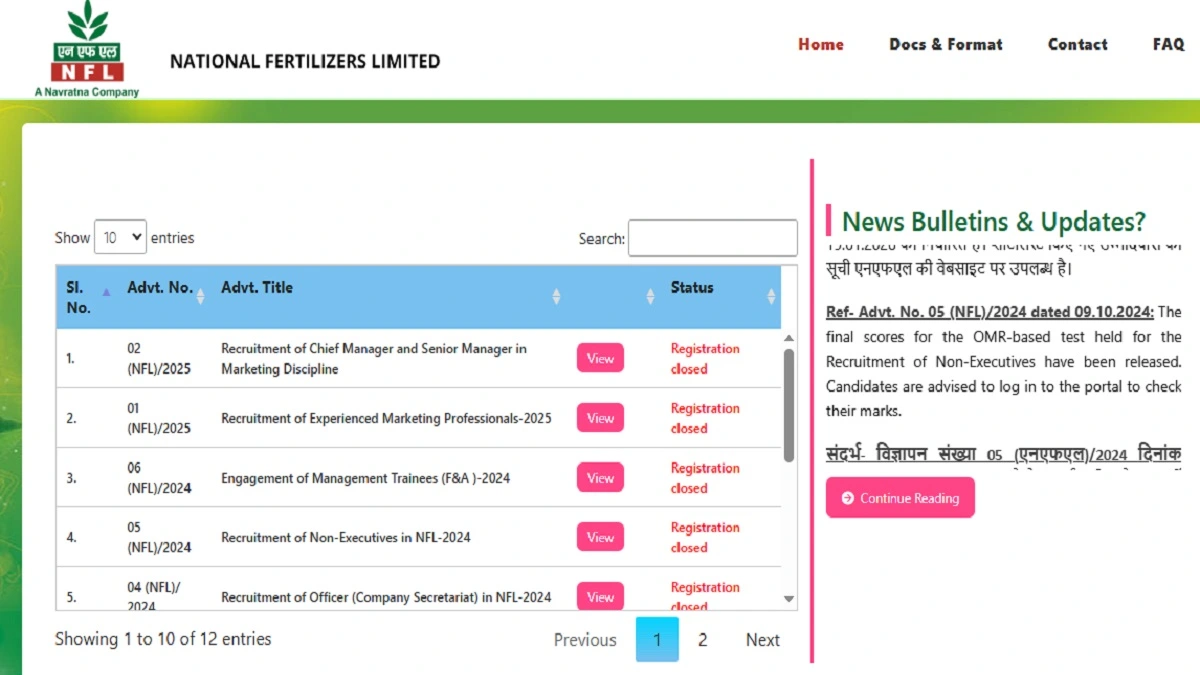 NFL Management Trainee MT Recruitment 2026 eligibility and apply online details