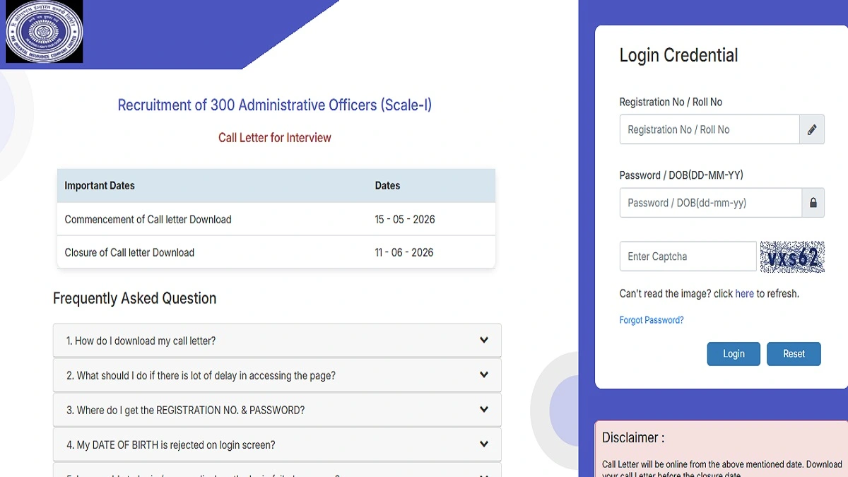 OICL AO Interview Call Letter 2026 Download Phase 3 Admit Card