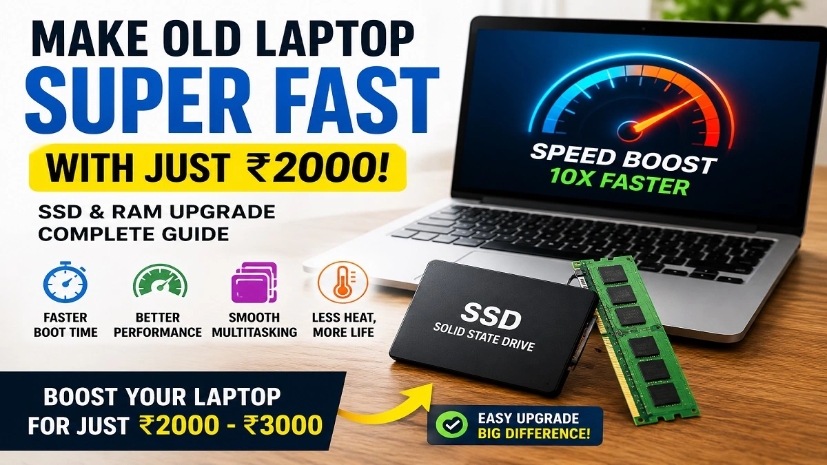 SSD और RAM अपग्रेड करके पुराने लैपटॉप की स्पीड बढ़ाते हुए टेक्नीशियन