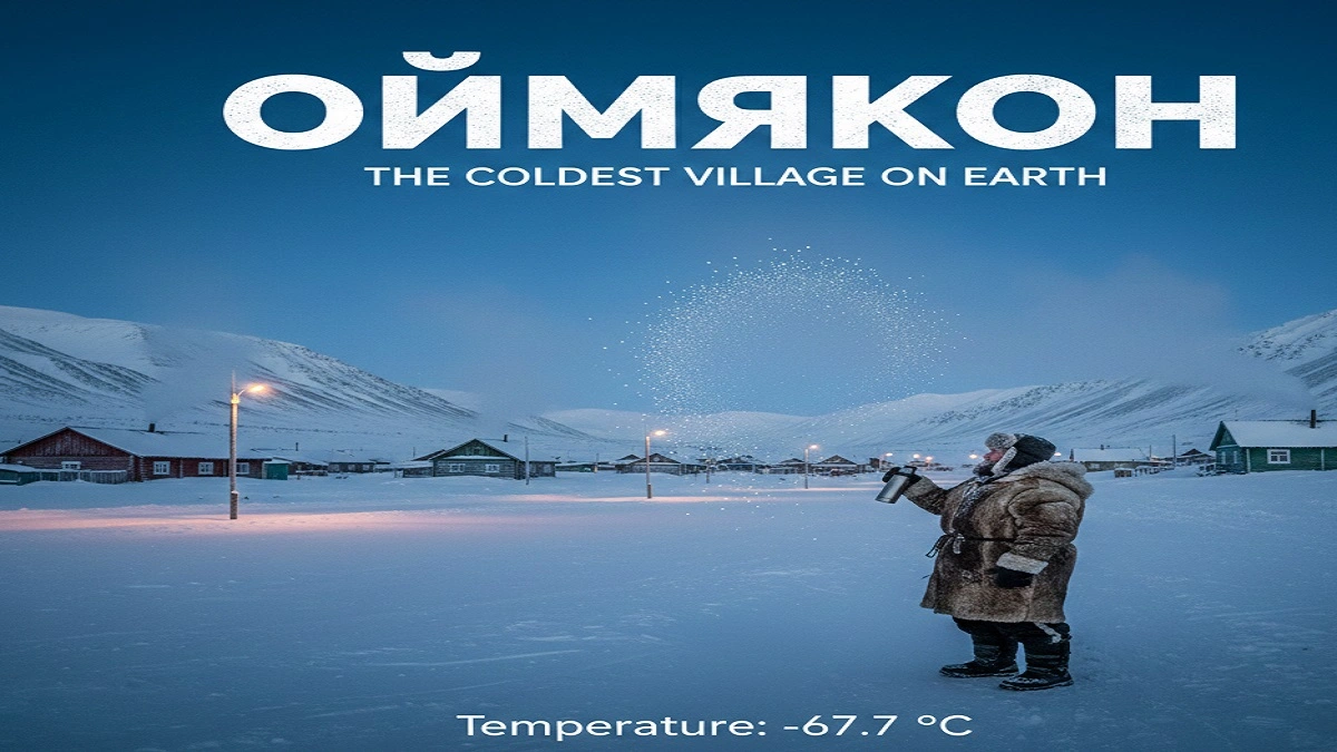 रूस के साइबेरिया में स्थित Oymyakon गांव, जहां तापमान −67.7°C तक गिरता है और लोग अत्यधिक ठंड में जीवन जीते हैं