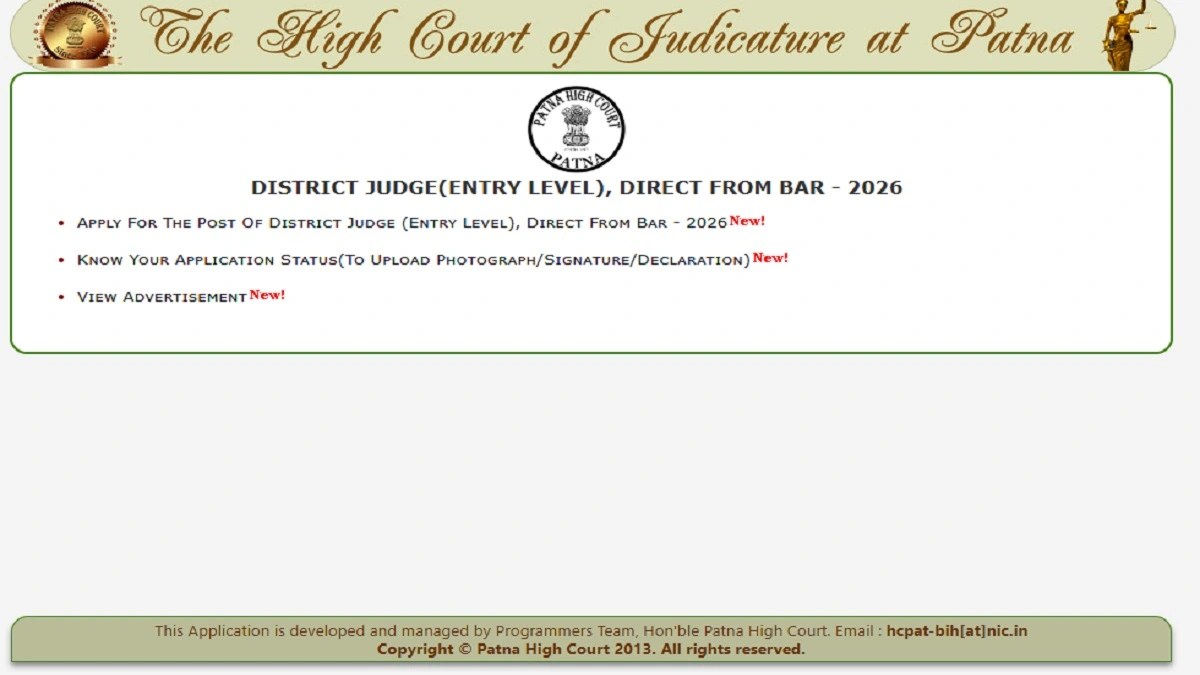 Patna High Court District Judge Recruitment 2026 notification apply online last date eligibility