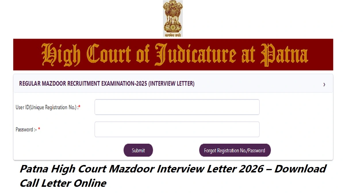 Patna High Court Mazdoor Interview Call Letter 2026 Download Online
