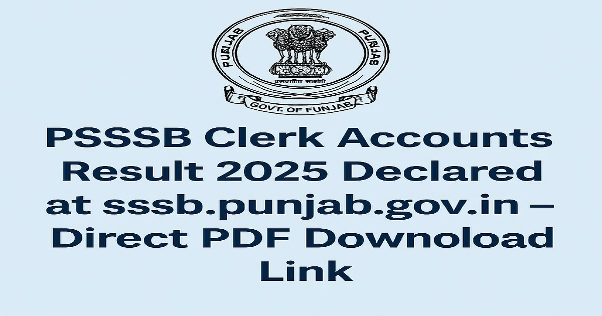 PSSSB Clerk Accounts Result 2025 Announcement with Punjab Government Logo