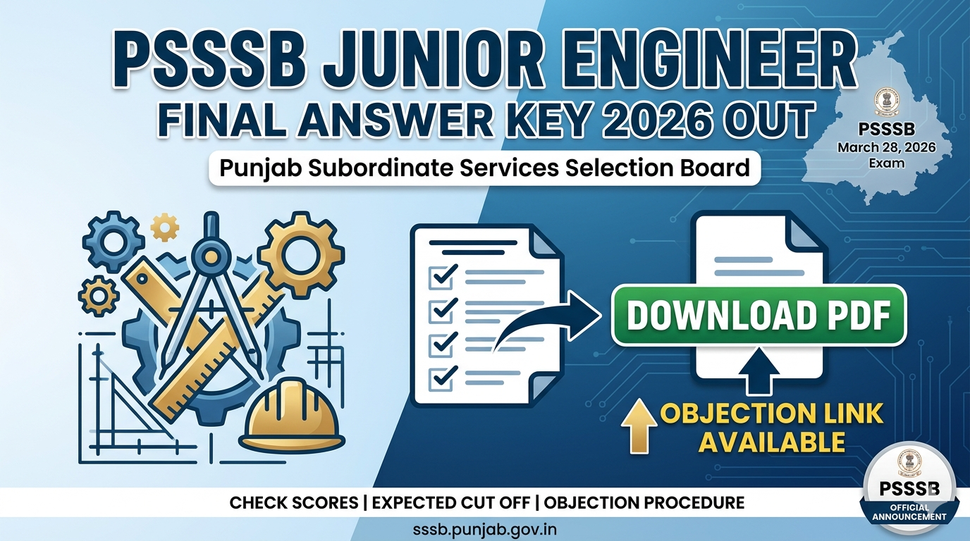 PSSSB Junior Engineer Final Answer Key 2026 PDF Download