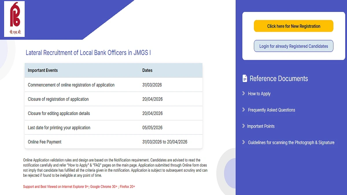 Punjab and Sind Bank LBO Recruitment 2026 Apply Online for 1000 Posts