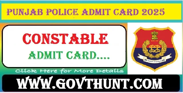 Punjab Police Constable Admit Card 2025 Download