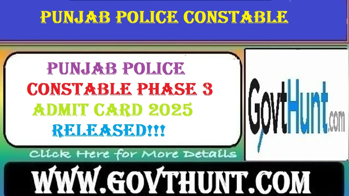 Punjab Police Constable Admit Card 2025 download link on official website