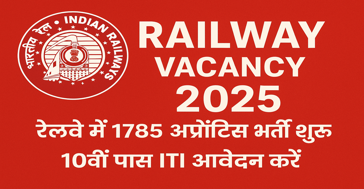 Railway Vacancy 2025: रेलवे में 1700+ पदों पर सीधी भर्ती शुरू, 10वीं पास ITI वालों के लिए सुनहरा मौका | Apply Online