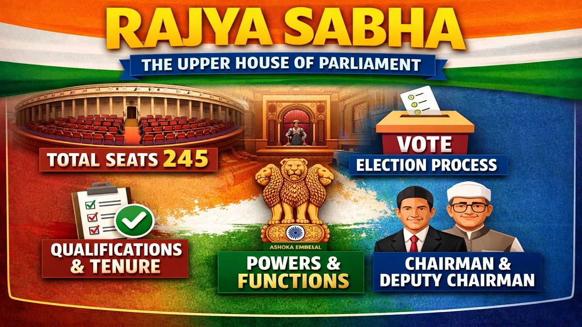 Rajya Sabha Parliament Upper House seats members election powers chairman explained in Hindi