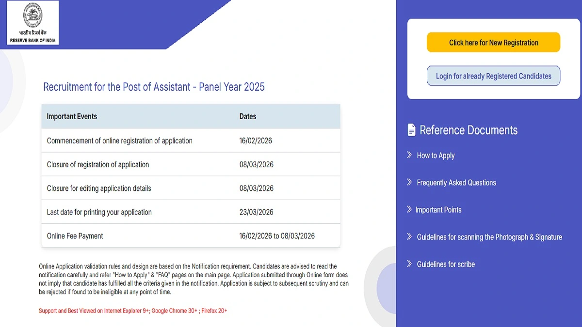 RBI Assistant Recruitment 2026 Notification for 650 Posts Apply Online