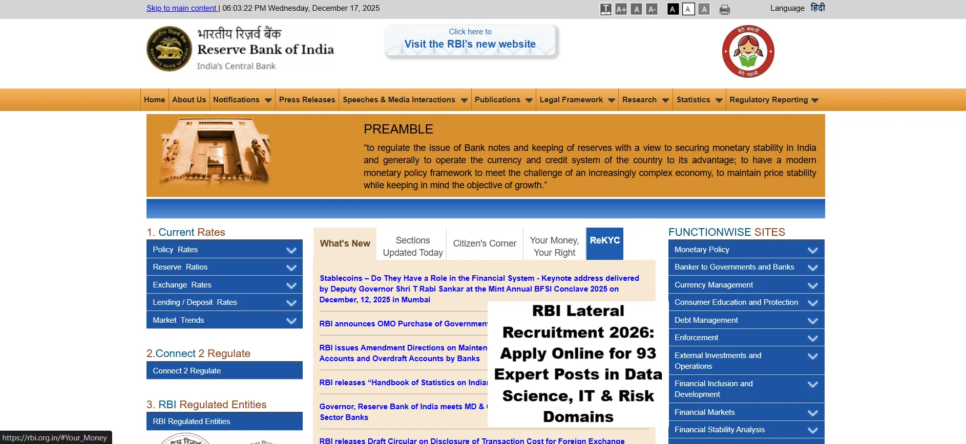 RBI Lateral Recruitment 2026 Apply Online for Data Science, IT & Risk Jobs