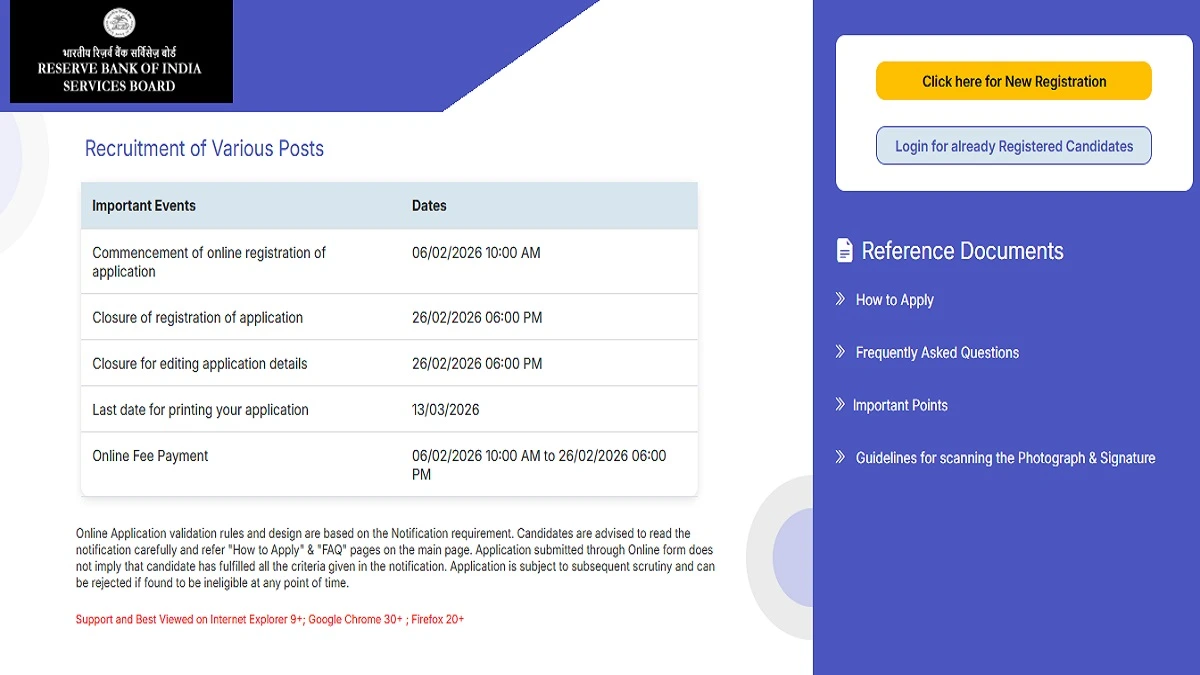 RBI Non CSG Various Post Recruitment 2026 apply online for 21 vacancies