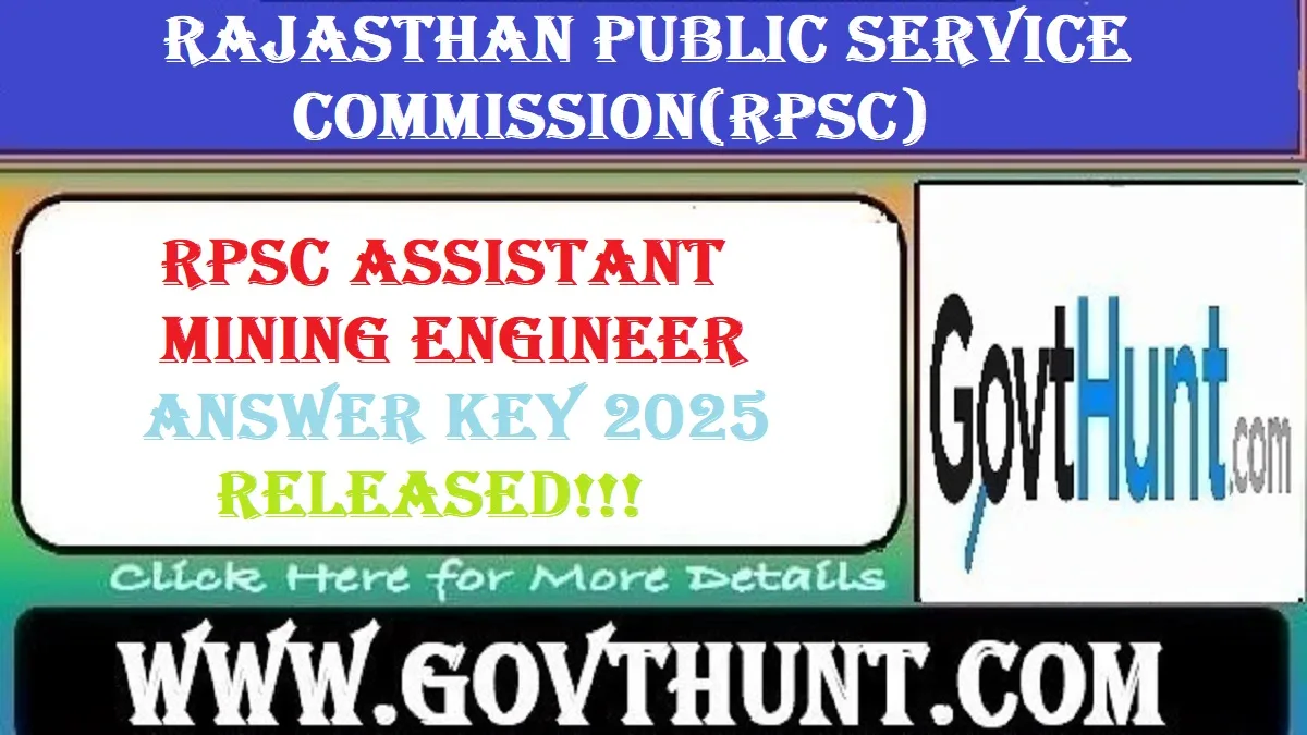 RPSC Assistant Mining Engineer Answer Key 2025 Download PDF on official website