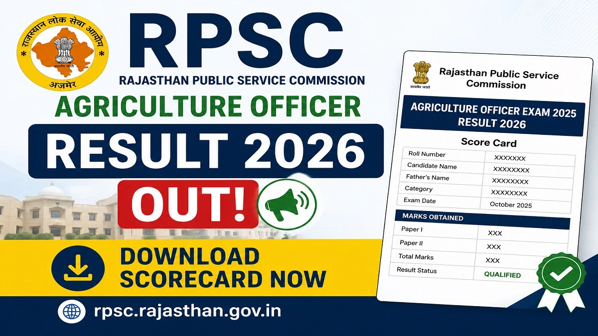 RPSC Agriculture Officer Result 2026 scorecard download link