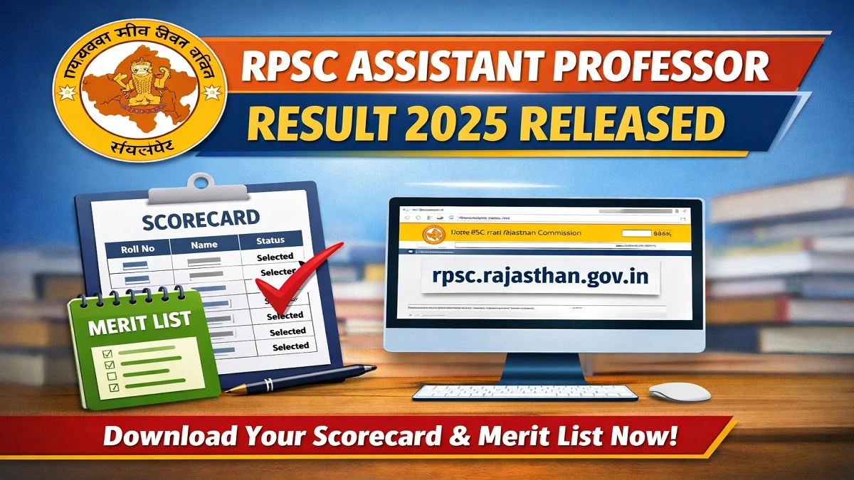 RPSC Assistant Professor Result 2025 download scorecard and merit list