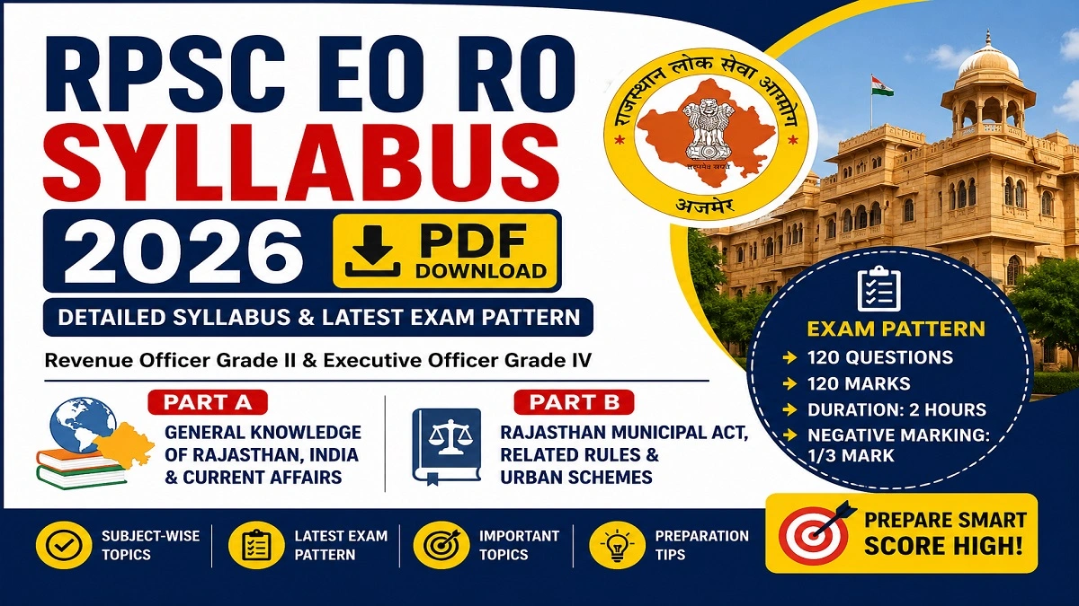 RPSC EO RO Syllabus 2026 PDF and Latest Exam Pattern