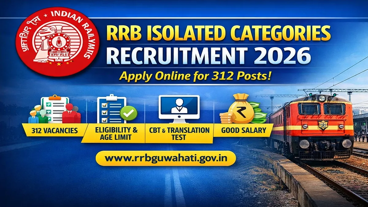 RRB Isolated Categories Recruitment 2026 apply online for 312 posts