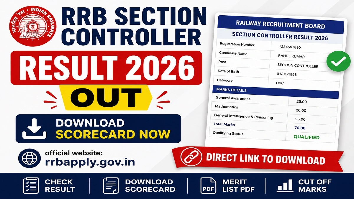 RRB Section Controller Result 2026 Scorecard Download Link