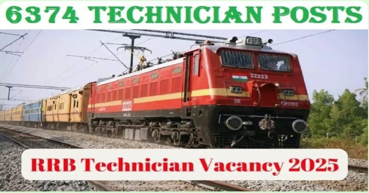 RRB Technician Recruitment 2025 featured image showing Indian Railways electric locomotive