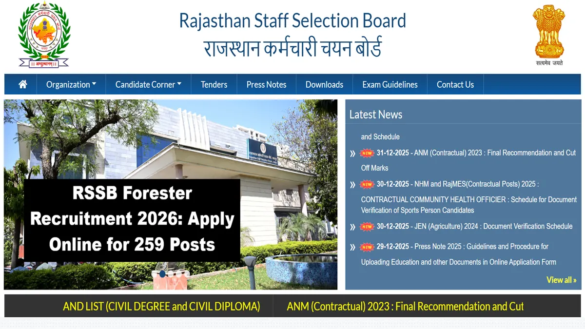 RSSB Forester Recruitment 2026 Online Application – 259 Vacancies