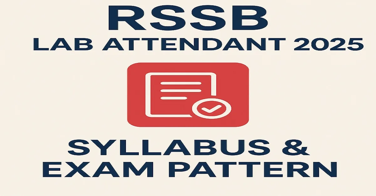 RSSB Lab Attendant Syllabus 2025 & Exam Pattern – Featured Image RSSB Lab Attendant Syllabus 2025 and Exam Pattern featured image with icon and text